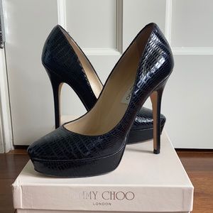 Jimmy Choo Lizard Print Black Pump: Size 37